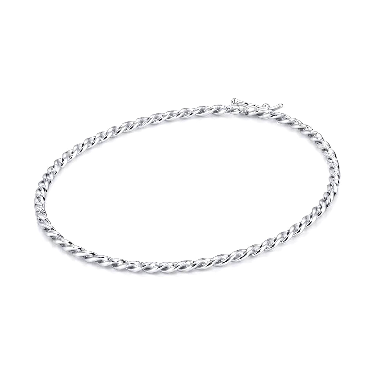 Bracelete Rígido Fio Torcido Prata 925