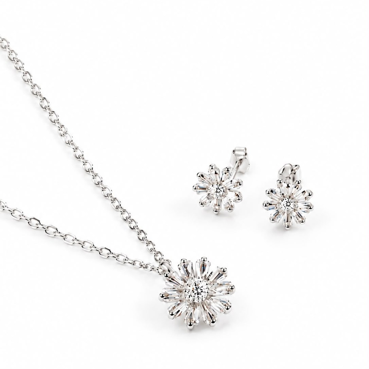 Conjunto Margarida Prata 925 (Colar + Brincos)