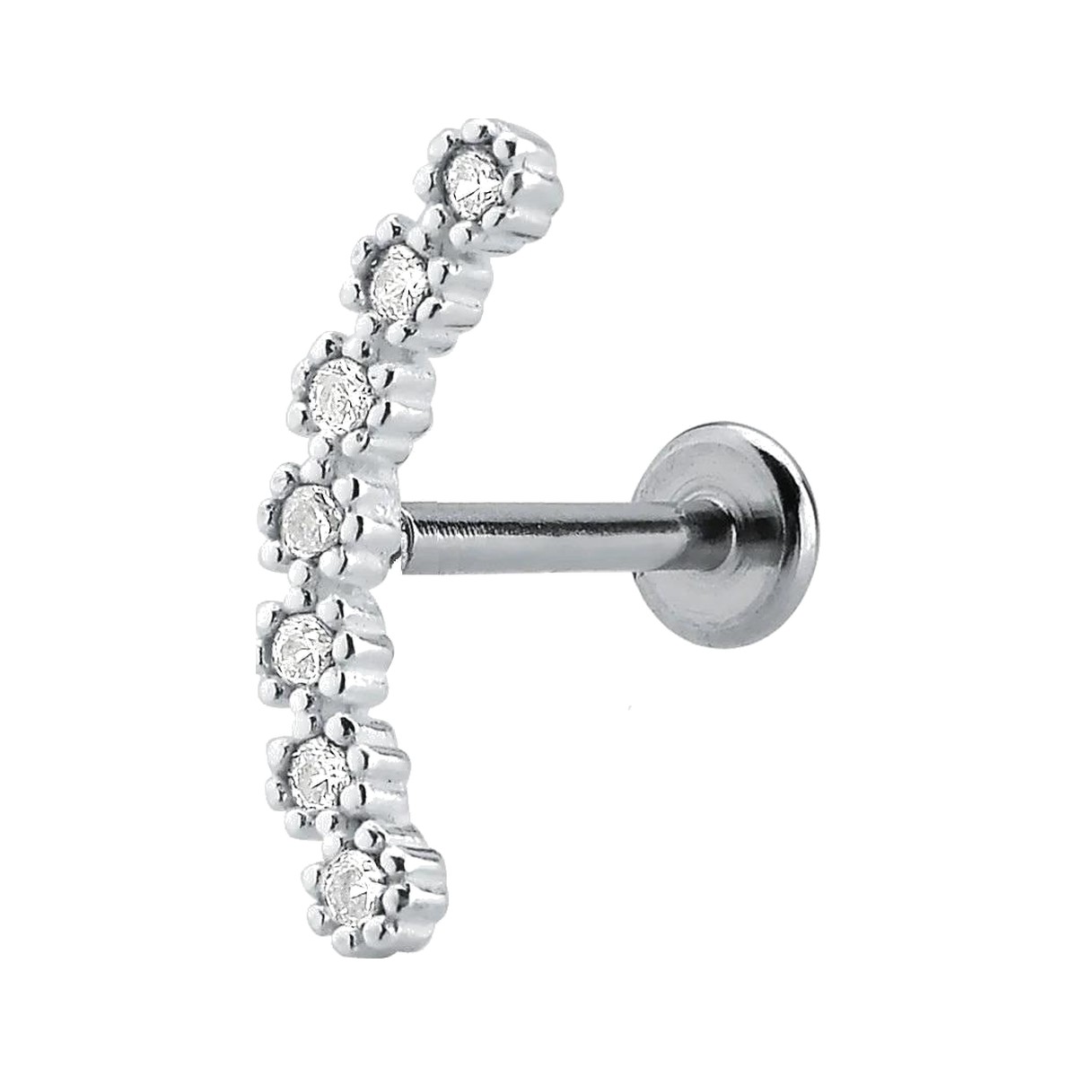 Piercing Cartilagem Curvo Zircônias Prata 925