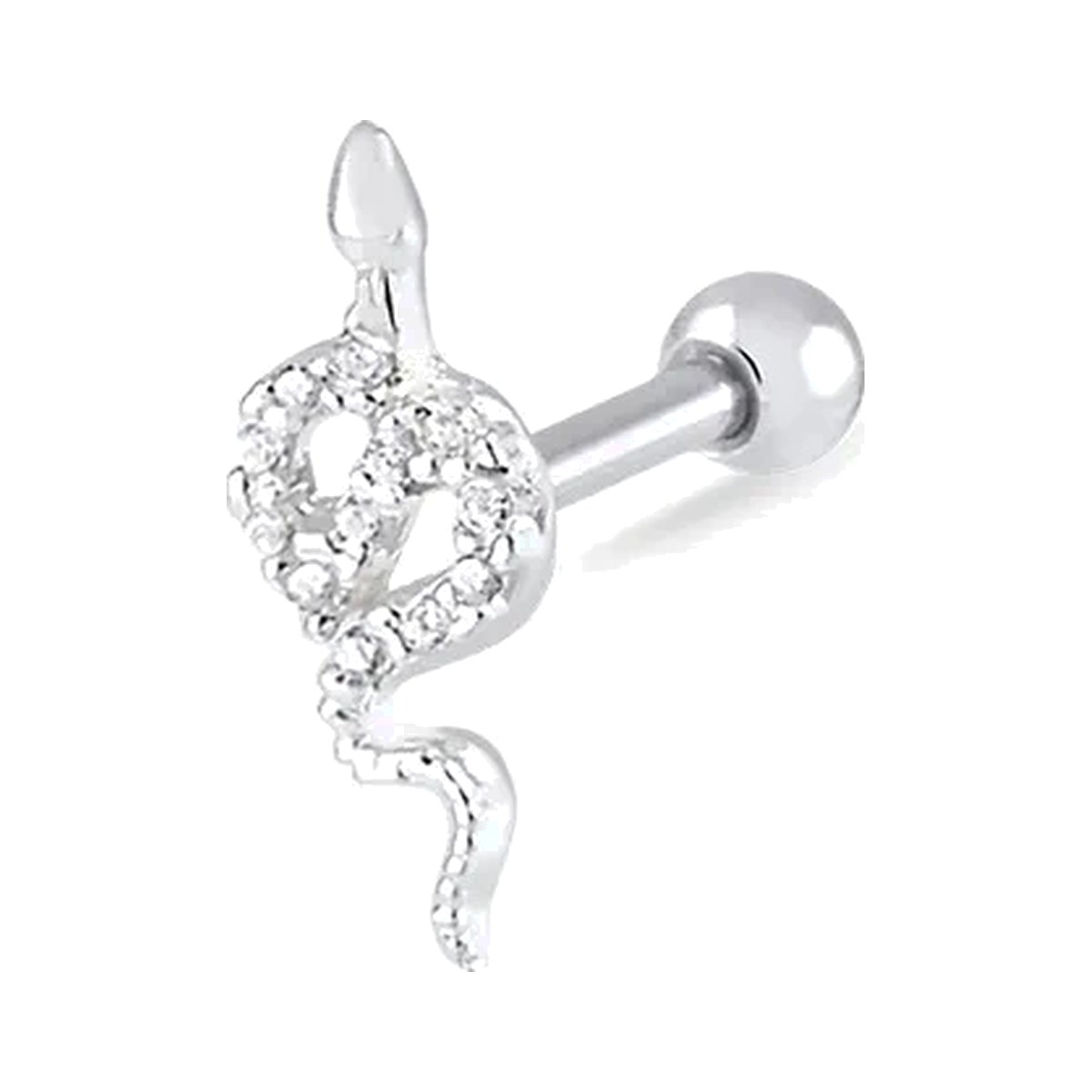 Piercing Helix Snake base reta Prata 925