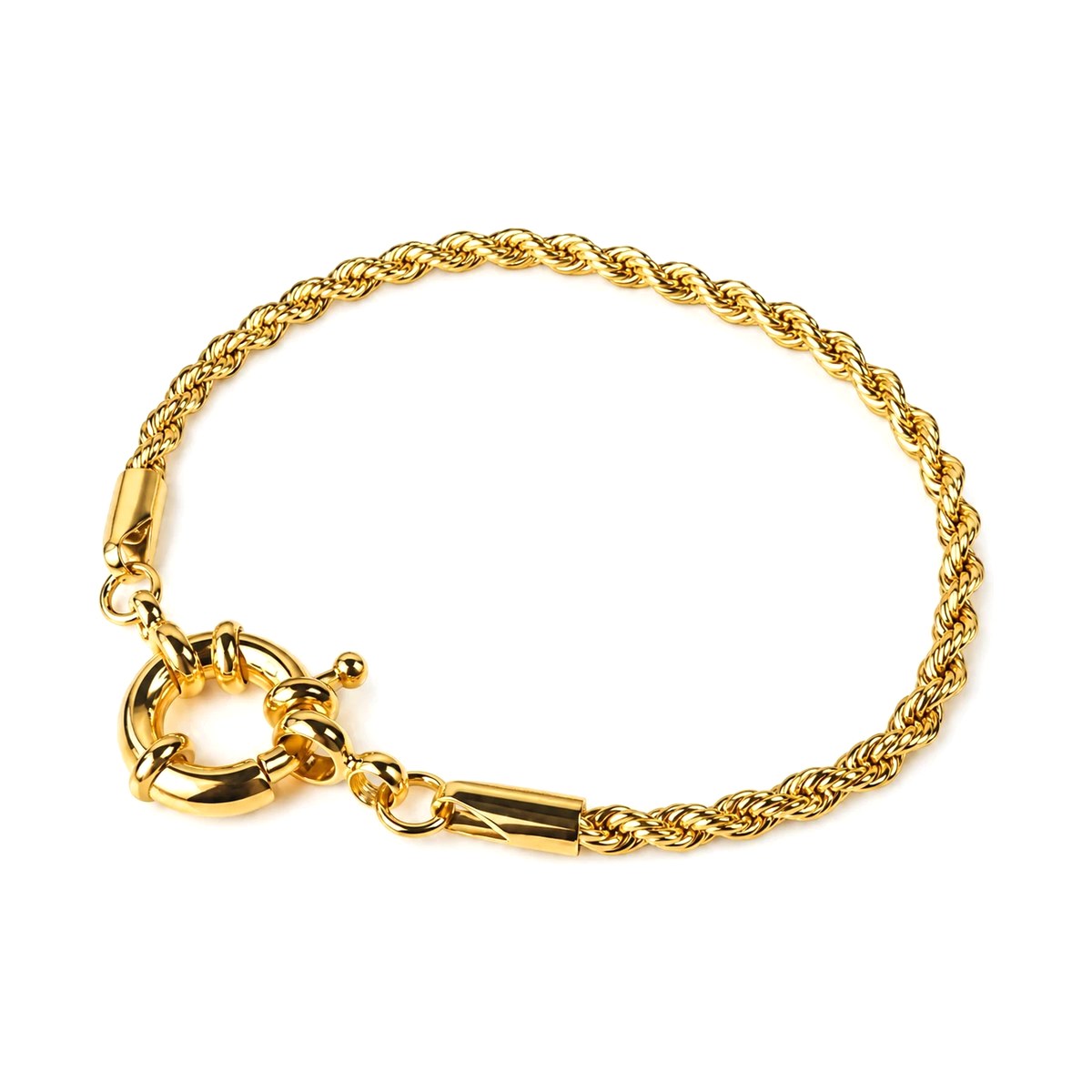 Pulseira Cordão Baiano 3mm com Fecho Boia Banhada a Ouro 18k