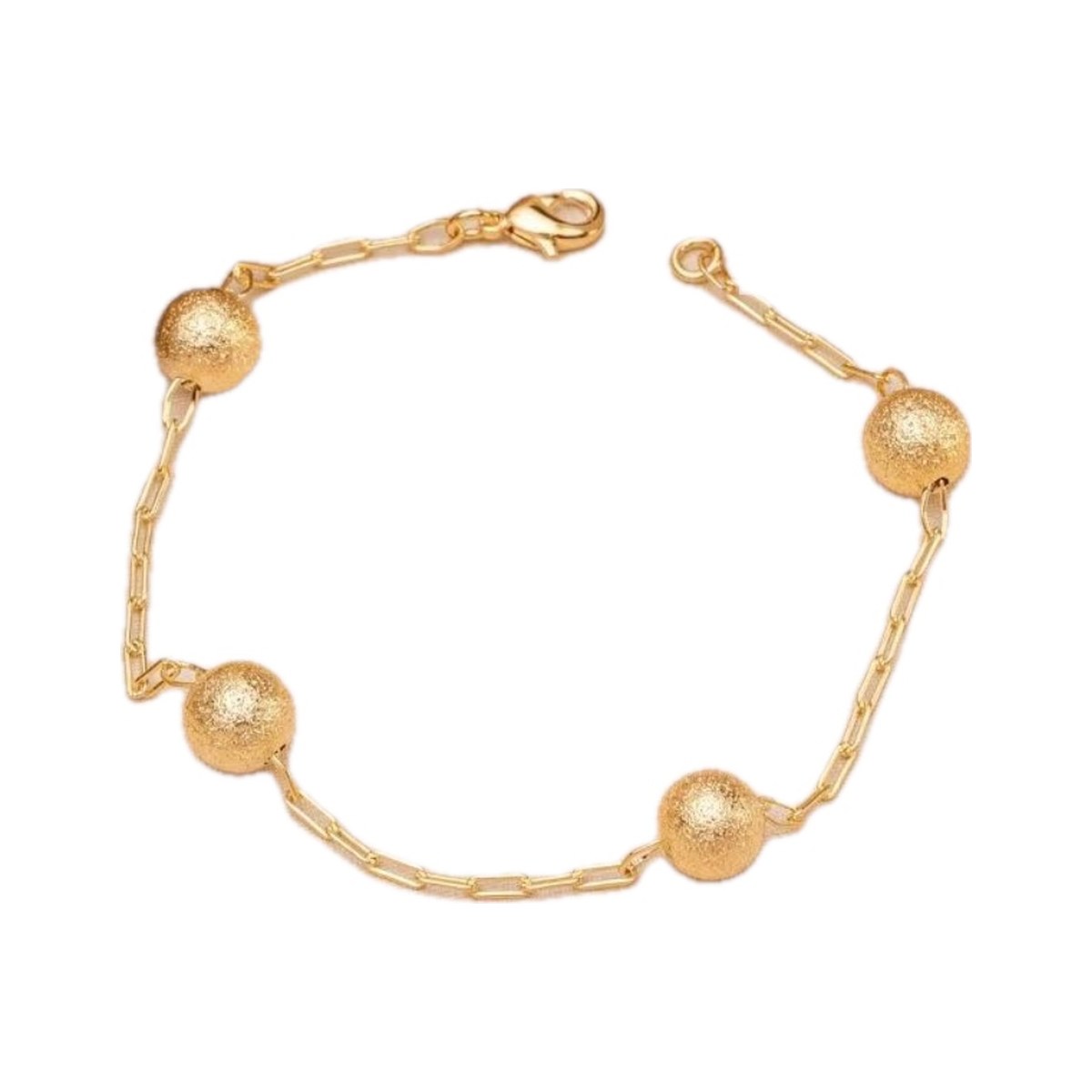 Pulseira Esferas Texturizadas Banhada a Ouro 18k