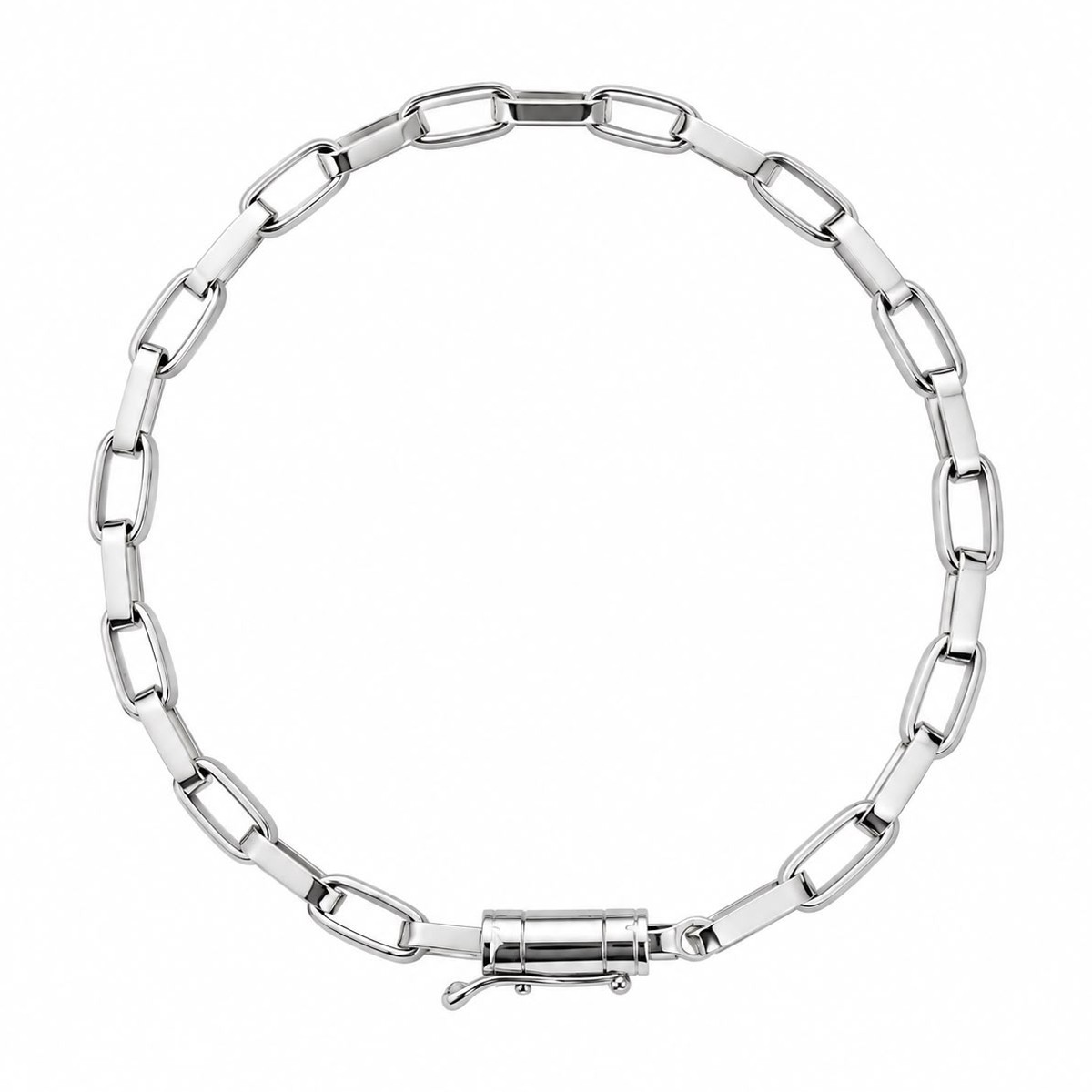 Pulseira Fecho Canhão Elo Cartier Oval Prata 925